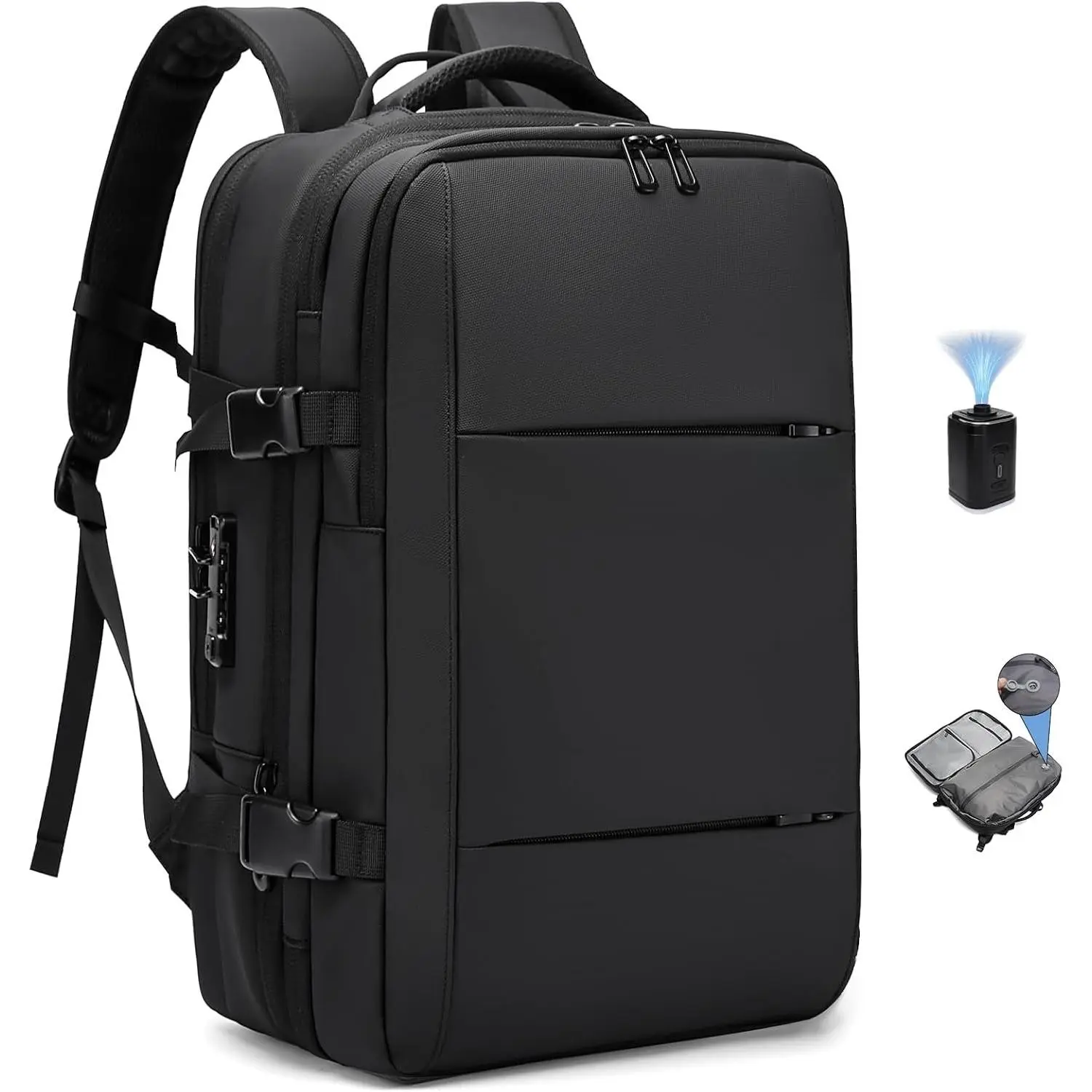 Air Vacuum Backpack with Pump,Seal Air Packing Vacuum System Compression with Anti  Lock, Expandable Large Capacity Backpack for Travel…