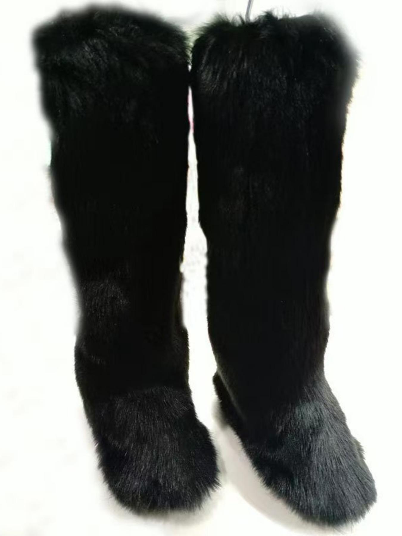 Fashionable Long Tube Snow Boots for Women, New Trend All-match Plain Plush Knee Boots, Y2k Style Fashion Snow Boots for Women, Trending Shoes shaggy boots 2000s shaggy boots, Casual Warm Boots