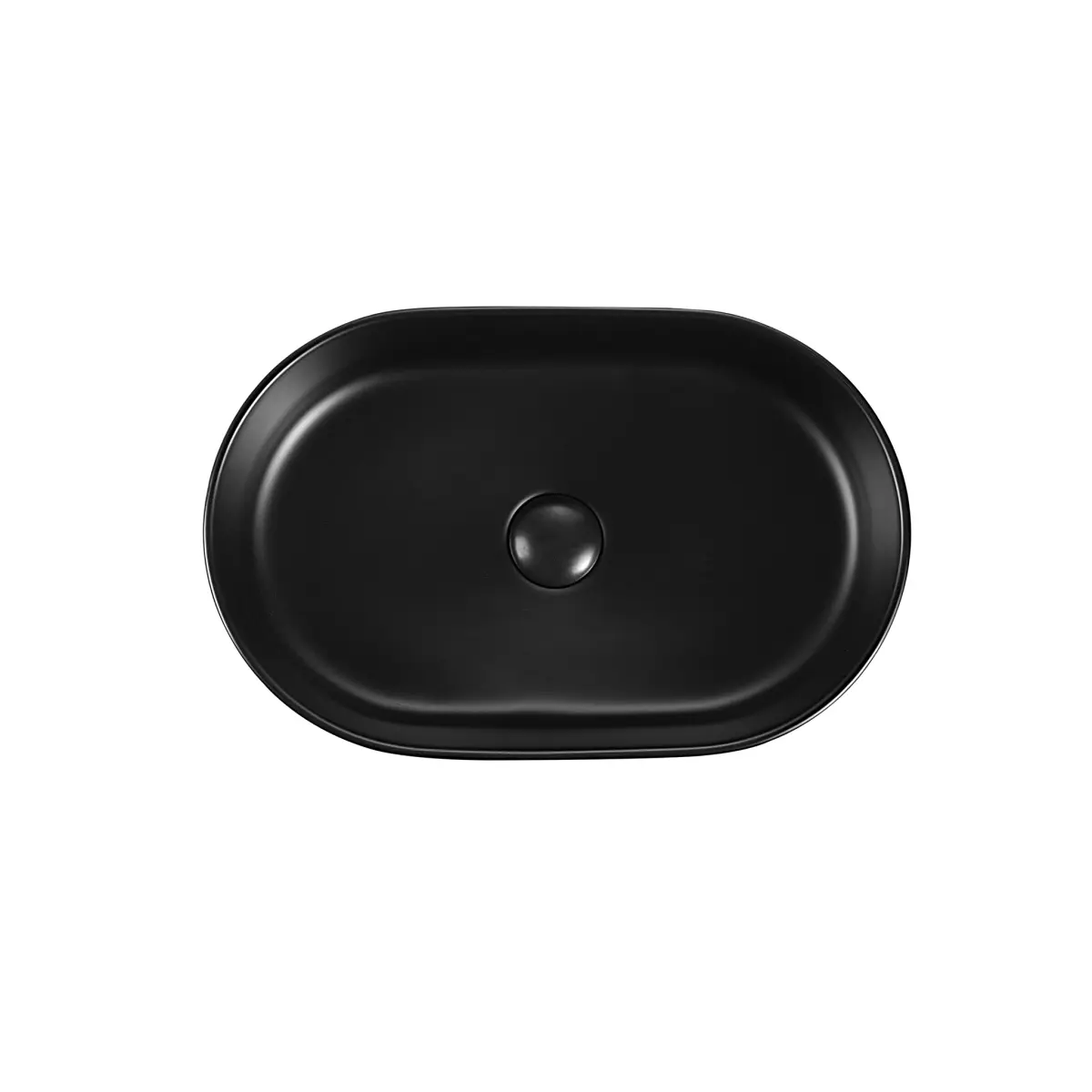 Glossy Black Minimalist Oval Ceramic Vessel Sink (19.49l x 12.40w x 5.12h inches) - Streamlined Low-Maintenance Countertop Basin, Scratchproof, Heat-Resistant, Stain Resistant, Smooth, Non-Porous for Bathroom, Faucet & Drain Not Included, Oval Shape