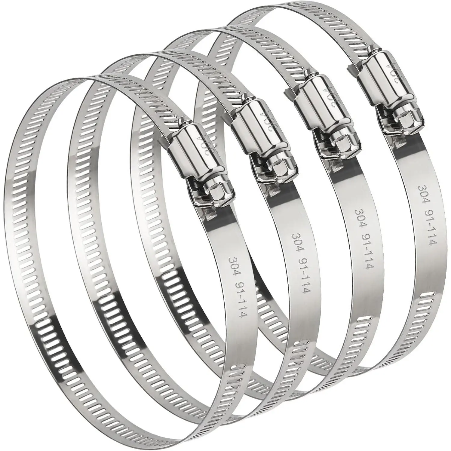 4 Inch Diameter 304 Stainless Steel Quick-Screw Adjustable Hose Clamp 3.5'' to 4.3'' Worm Gear Clamps for Dryer Vent Air Ducting Dust Collection Automotive 4 Pack