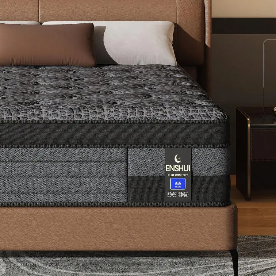 12/14 Inch Twin Full Queen King Size Mattress 2026 Upgraded Hybrid Cooling Gel Memory Foam & Pocket Coils, Medium Firm Mattress In A Box For Back Neck Pain Relief, Motion Isolation, Edge Support, Breathable,Gray