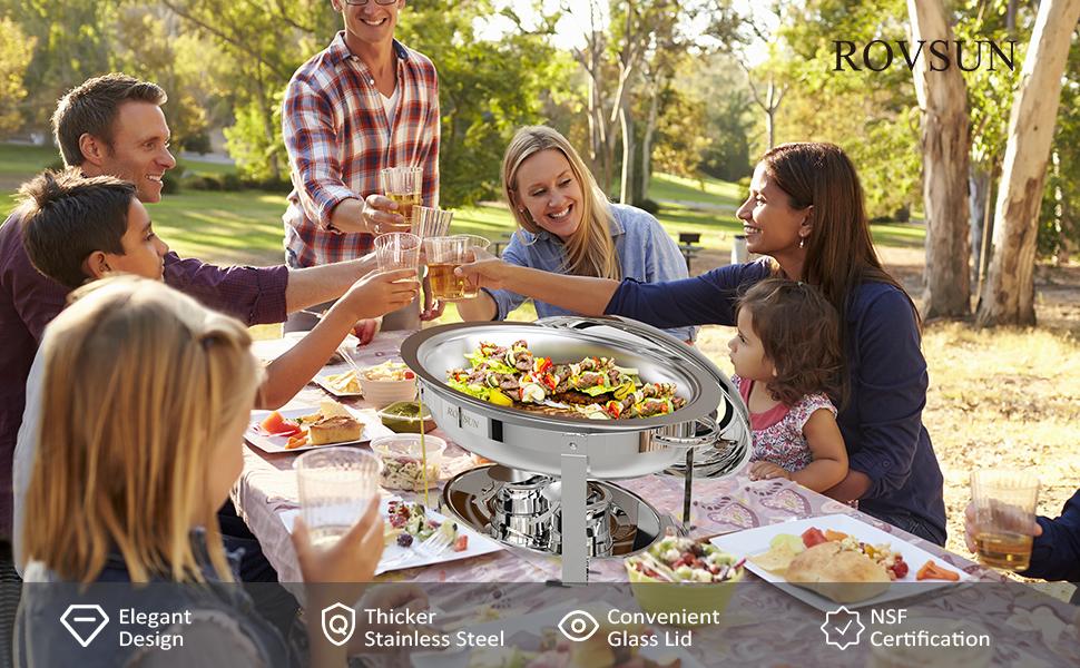 ROVSUN 2/4 Packs Oval Chafing Dish for Buffet, 6QT Stainless Steel Chafing Dish Buffet Set with Glass Lid, Chafers and Buffet Warmers Sets for Party, Catering, Wedding, Banquet, Graduation ROVSUN 2/4 Packs Oval Chafing Dish for Buffet, 6QT Stainless Steel Chafing Dish Buffet Set with Glass Lid, Chafers and Buffet Warmers Sets for Party, Catering, Wedding, Banquet, Graduation