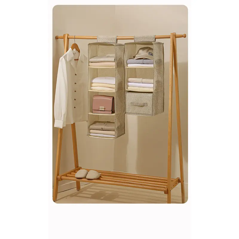 Foldable home storage hanging bag, multi-layer fabric wardrobe organizer, dust-proof underwear organizer, multifunctional