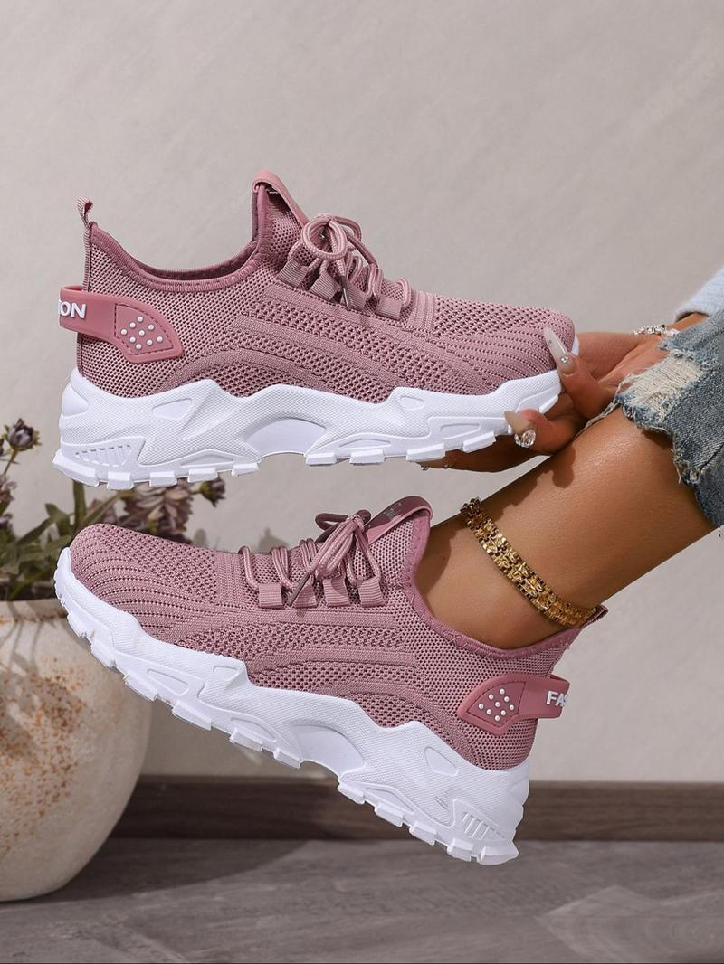 Women's Fashionable Lace Up Low Top Sneakers, Casual Comfortable Breathable Sports Running Shoes, All-match Basic Athletic Shoes for Daily Wear