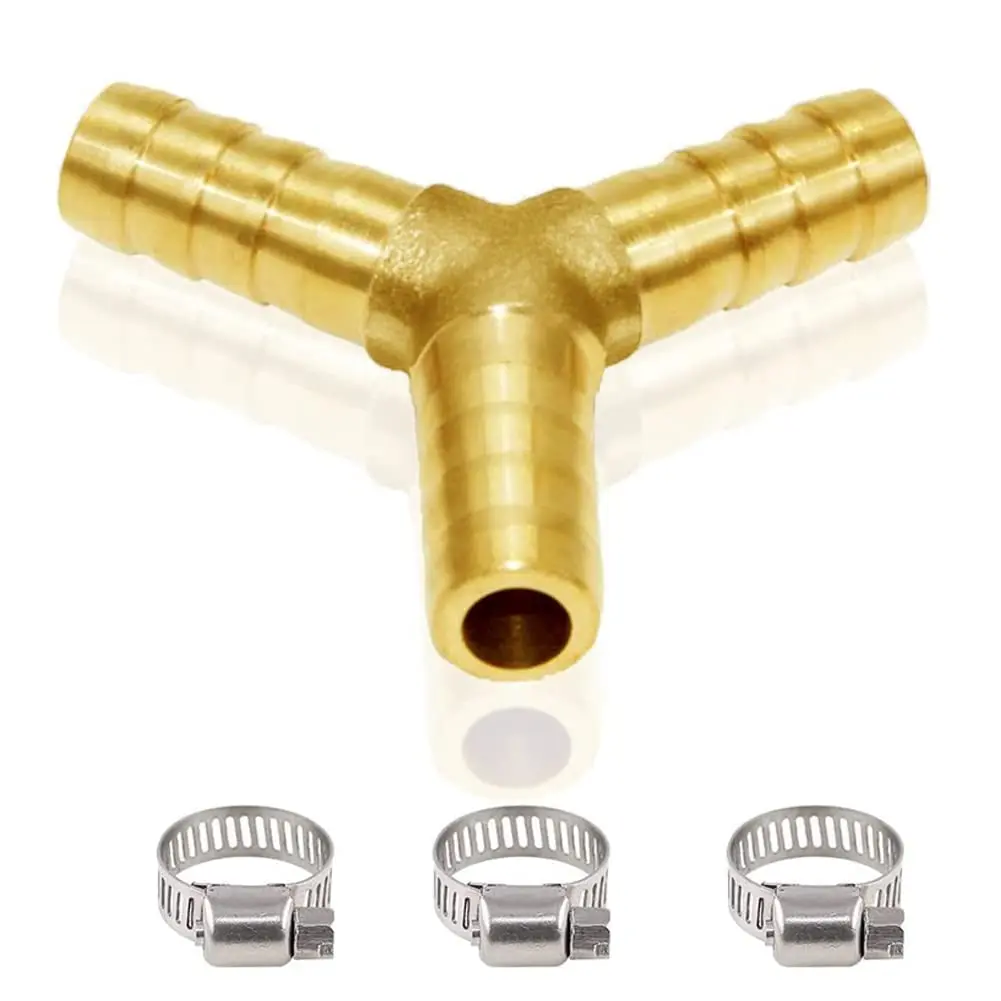 3/8" Hose Barb Y Shaped 3 Way Union Fitting Brass Splitter | Solid Brass Construction, 3-Way Split Union For Water, , Air, Hose Connection, Leak-Proof Barb Connector