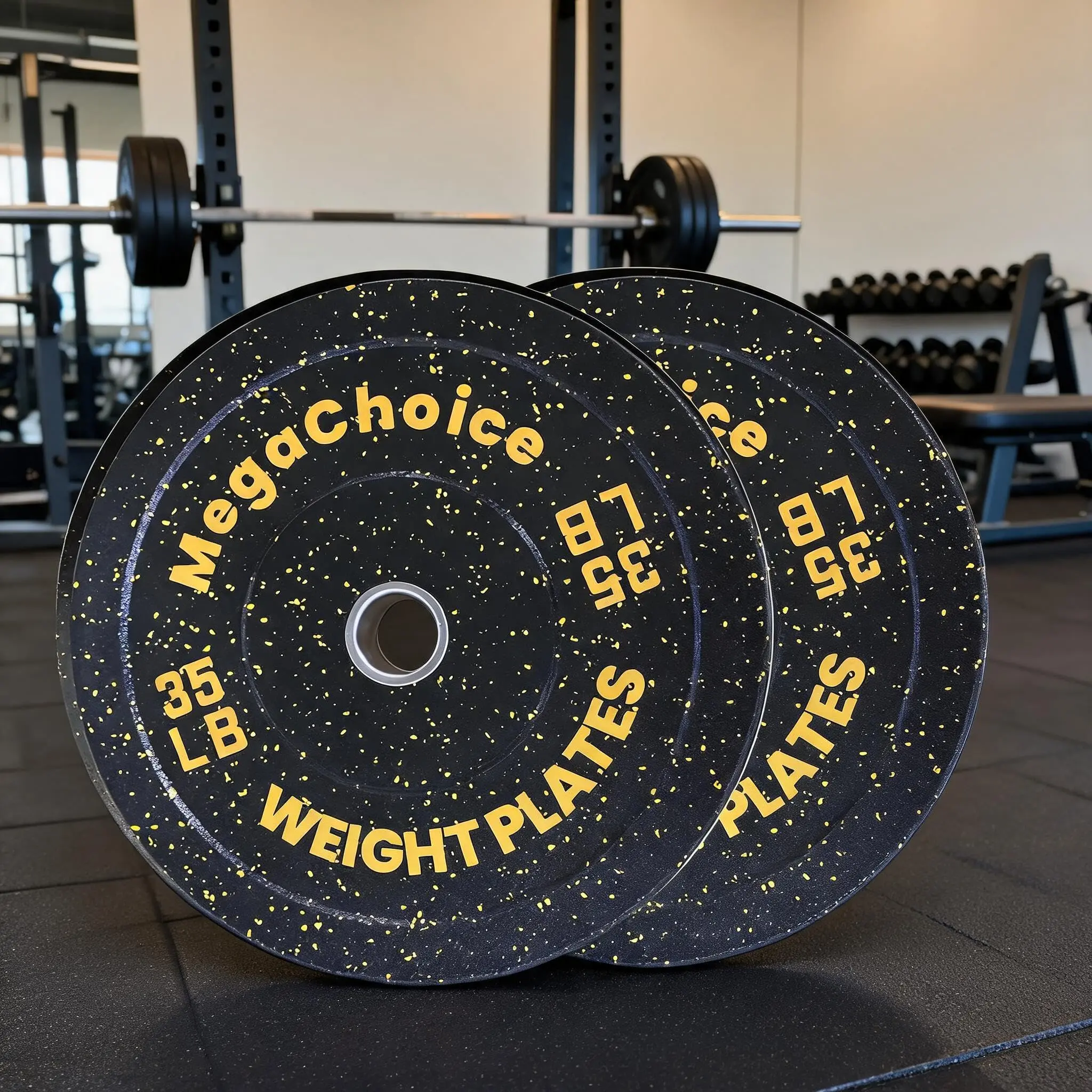 GARVEE 2 in Bumper Plates Set, 10-45 LBS Rubber Weight Plates,Strength Training Weights Plates for Weight Lifting (Black 35 LBS pairs)