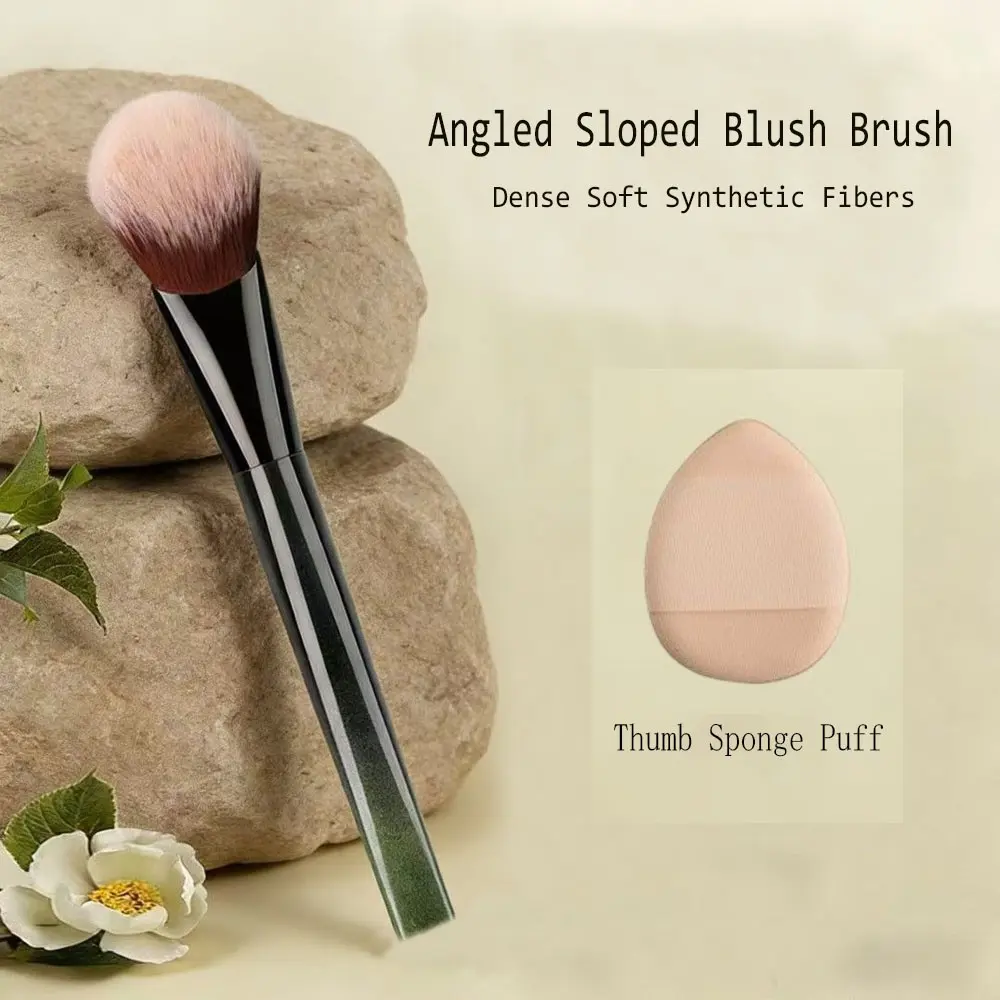 Single Sloped Blush Brush, Soft Synthetic Fiber Bristles for Easy Makeup Application, Premium Smooth Handle, Daily Facial Beauty Makeup Tool