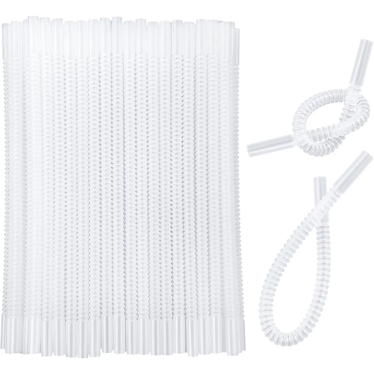 100 Pcs Reusable Bendable Straws 11 Inch Long Flexible Plastic Straws