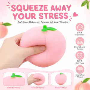 New creative soft realistic peach, PU stress-relief toy large peach squeeze toy, soft slow-rebound stress-relief toy, suitable for adults and children, ideal for play in various settings, the first choice for holiday gifts