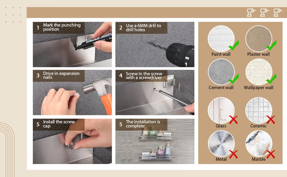 2 Pieces Stainless Shelf Shower Floating Shelves Wall Mounted Shower Basket Shelf Organizer Shelves for,, Living Room(15.75 Inch/ 40 cm,Black)