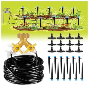 50ft Drip Irrigation Kit Plant Watering System 8x5mm Blank Distribution Tubing DIY Automatic Irrigation Equipment Set for Garden Greenhouse Flower Bed Patio Lawn