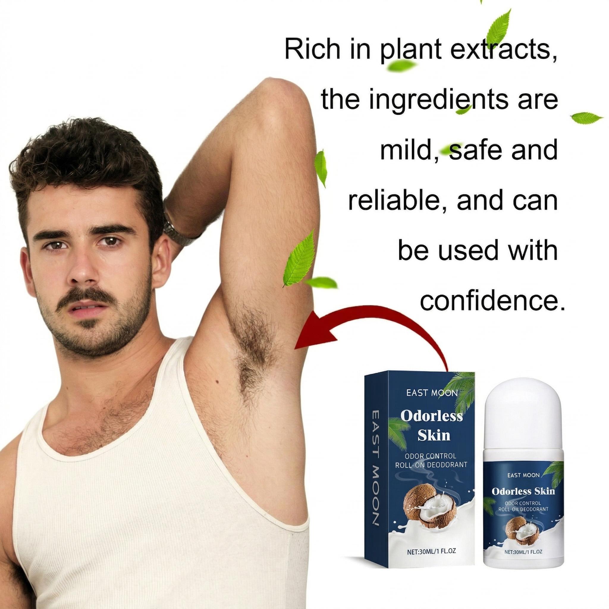 EAST MOON Odor Control Roll-On Deodorant, Coconut Extract + Vanilla Natural Scent, Plant-Based Mild Formula, All-Day Freshness & Sweat Protection, No Harsh Chemicals, Confidence for Daily Use deoderant stone alum truly brightening