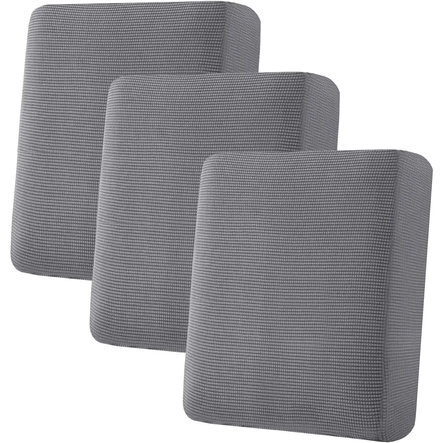 Super Stretch Individual Seat Cushion Covers Sofa Covers Couch Cushion Cover Slipcover Sets Thick Jacquard Textured Twill Fabric (3 Piece Sofa Cushion Covers, Grey)