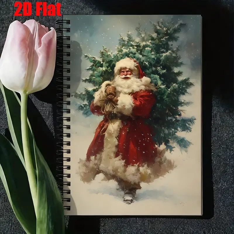 1 Christmas Santa Claus Spiral Coil Notebook, 5.7x8.26 Inch, Perfect for Holiday Journaling, Xmas Gift Ideas, Christmas Party Notes, Winter Holiday Memories, Santa Theme Stationery, Festive Writing Notebook for Kids and Adults, Holiday Season Dai