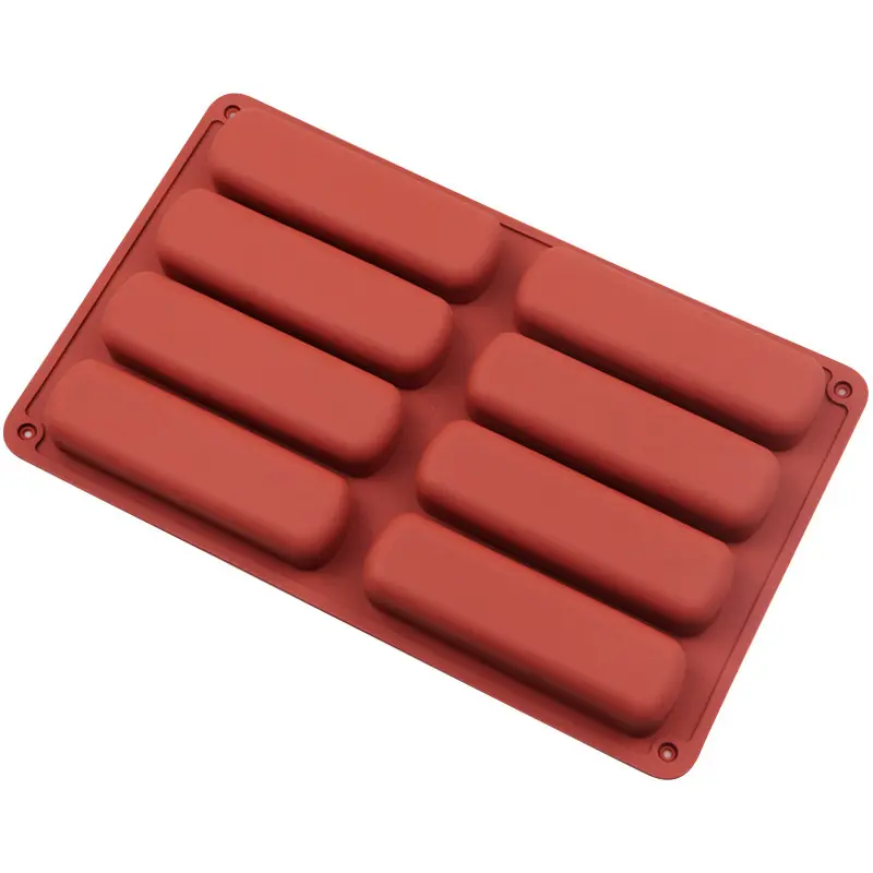 Bar shaped chocolate cookie glue baking mold -8-cavity finger shape, suitable for DIY cookies, chocolates, mousse cakes, and candies, made of food grade silicone material