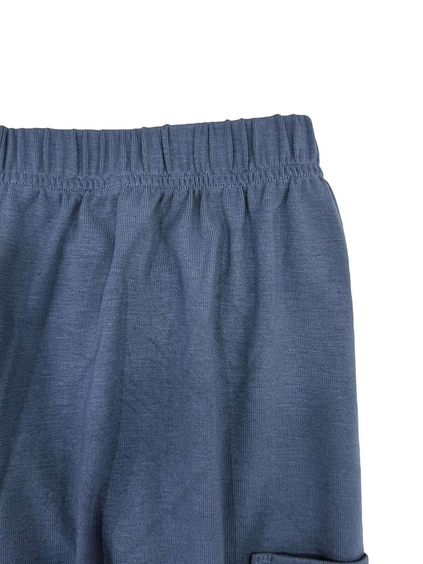 Women's 2-Piece Solid Drop-Shoulder Tee & Elastic Waist Pants Set, Casual Fit Fashion Cozy Half Sleeve Top & Trousers for Daily Outdoor Wear, Ladies' Clothes for All Seasons