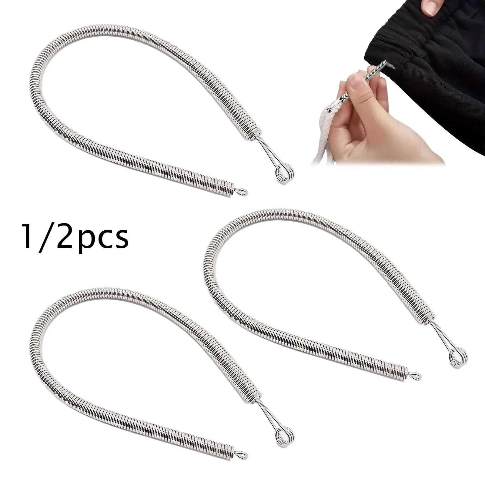 Spring pull-string threading tool, curved rope threading clamp, multi-purpose hooded shirt threading tool, pull-string replacement tool, hand sewing, spring ring threading tool, threading tool for sport pants, shorts, jackets, Sewing Tools