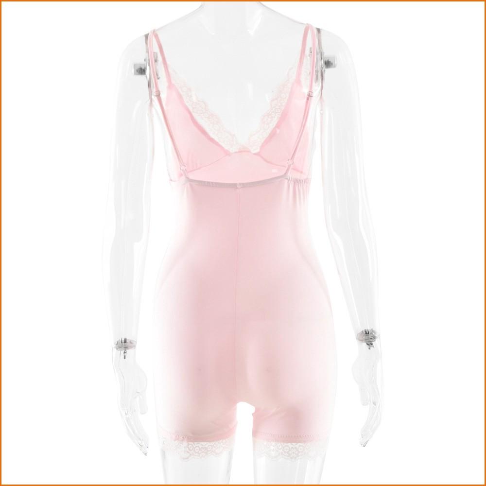 KODA & CO 04 Lace Trim Sleeveless Bodysuit For Women  Adjustable Spaghetti Strap High Waist Sexy Shapewear