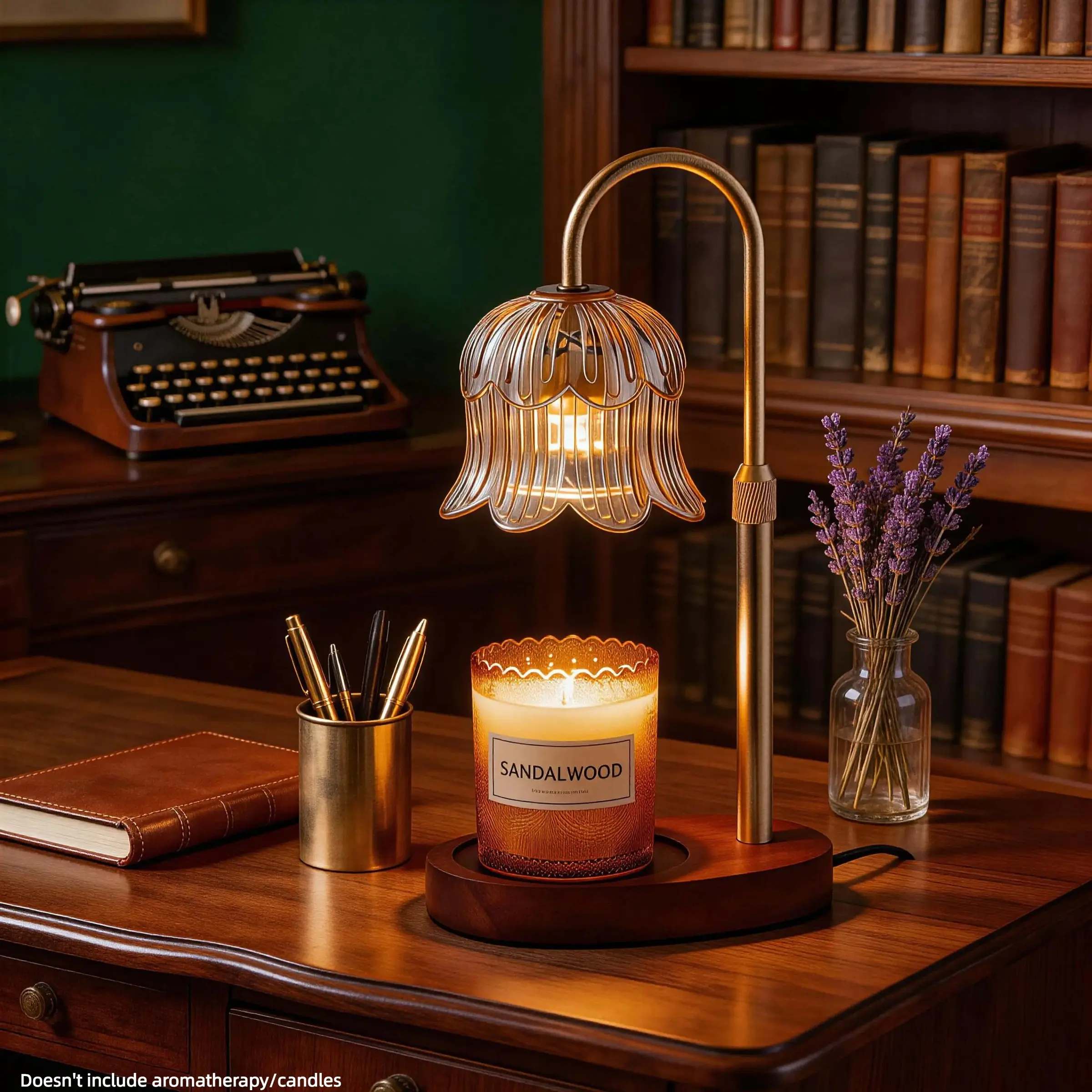 Modern Metal Candle Warm Light, Brightness Control, Dimmable Candle Warmer, Adjustable Flameless Safety Cylinder Home Decor, Amber Scented Wax Jar Heater Lamp