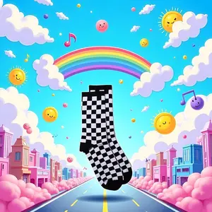 1Pair Fashion Harajuku Trends Checkerboard Socks Geometric Checkered Socks Hip Hop Cotton Unisex Print Skateboard Soks Easy to Wear, Novelty and More, Girls' ClothingGift.