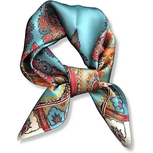 100% Pure Mulberry Silk Square Scarf 27"x27" Women Neckerchief Headscarf Gift counted