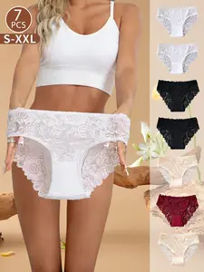 Multi-Color 7pcs Lace Multipack, Breathable Silky Mesh Fabric, Chafing-Free Intimates for Sensitive Skin, Casual All-Season Wear