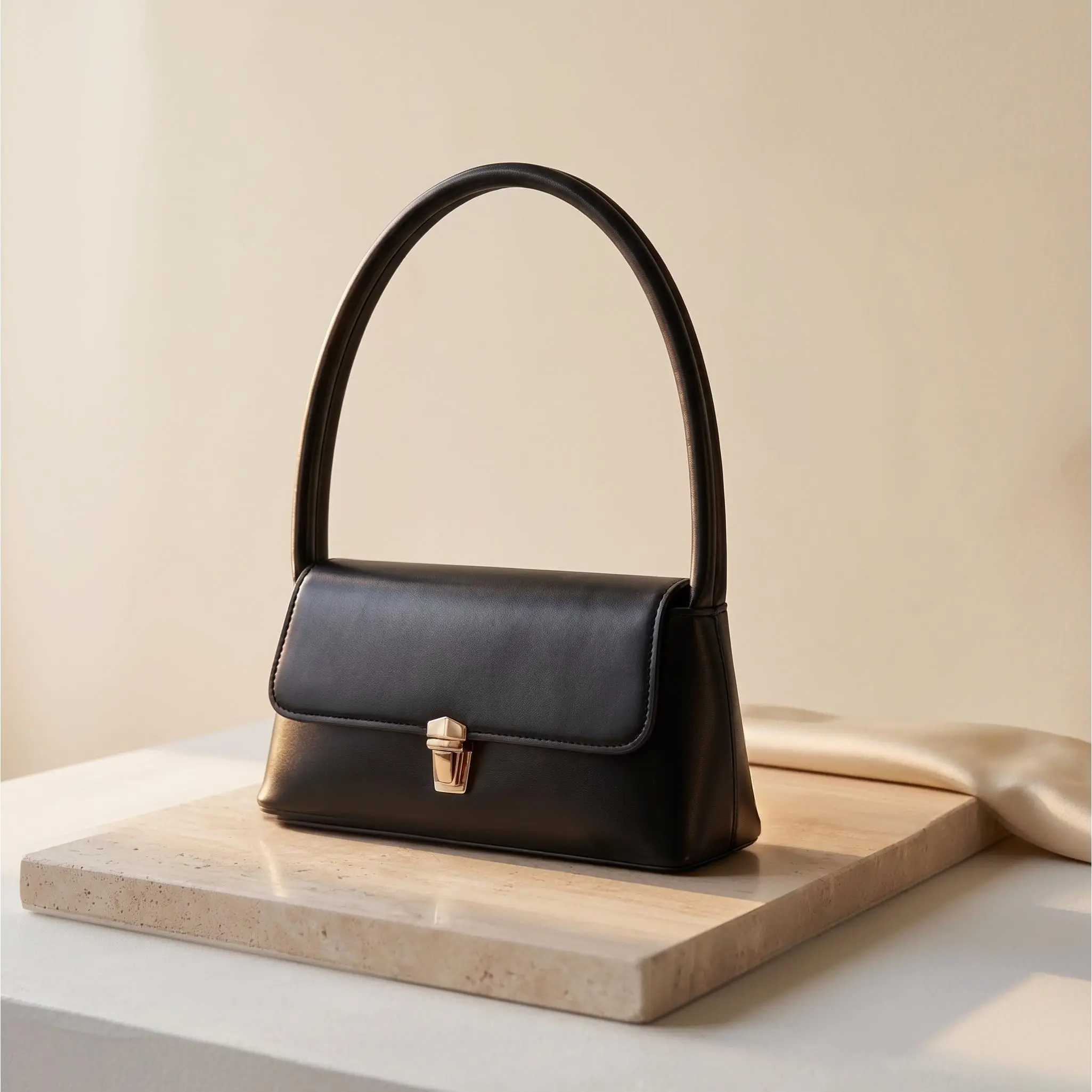 Cozy Soft Square Underarm Bag 2025 Trendy Street Style PU Leather Shoulder Purse For Daily Outfits Khaki Black Topstitching Small Cute Handbag With Phone Pocket Zippered Compartment Versatile Minimalist Chic