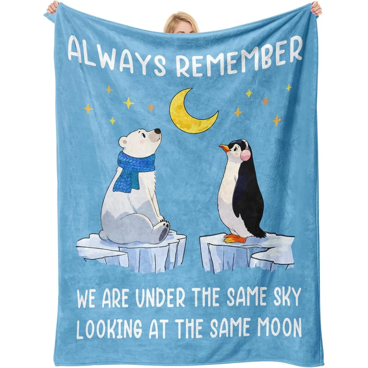 Long-Distance Relationship Gifts for Him, Her, Girlfriend, Boyfriend, Funny Birthday Valentines Day Christmas Blanket Gifts for Long-Distance Friendship, Soft Flannel Romantic Themed Blanket 60" x 50"