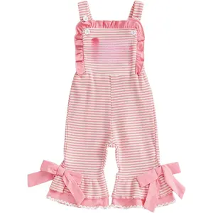 Toddler Baby Girl St Patricks Outfit Lucky Charm Romper Jumpsuit Shamrock Sleeveless Flared Overalls Bell Bottoms