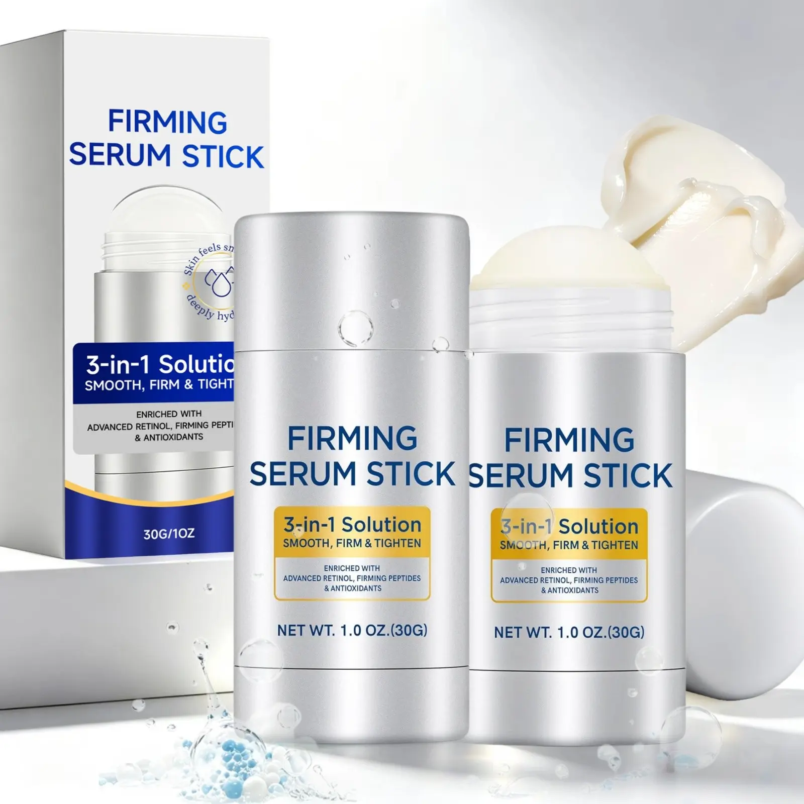 Advanced Retinol Firming Serum Stick- 2 Pack，Retinol Stick Tighten and Firm Face & Neck, Smoothes Fine Lines and Wrinkles, Reduces Wrinkles, Deep Moisturizing Skin