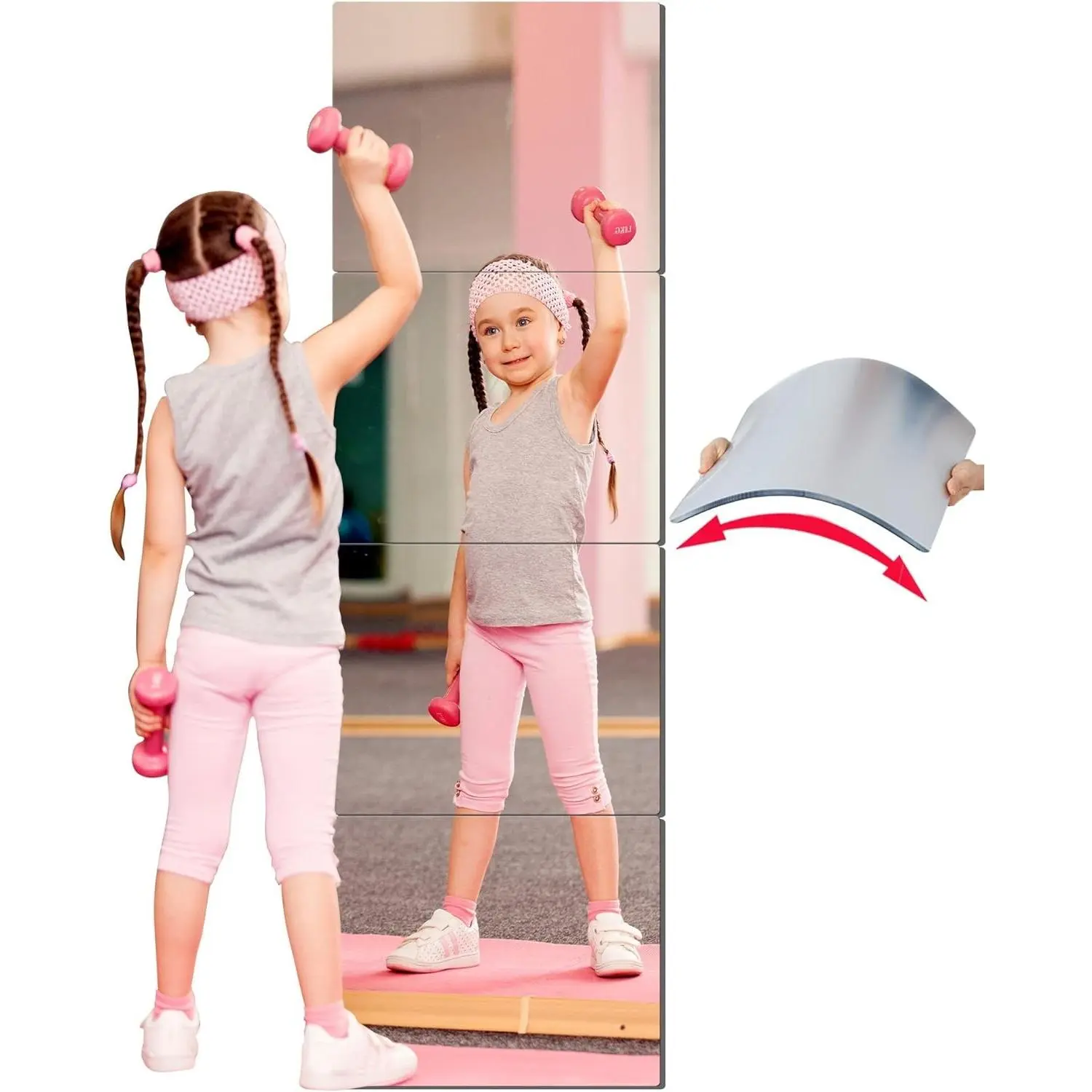 Unbreakable Acrylic Safety Mirror 12"x12" 4 Pack - Shatterproof Non-Glass Stick-On Full Length Mirrors for Kids, Home Gym, Bedroom, Dormitory WallGift