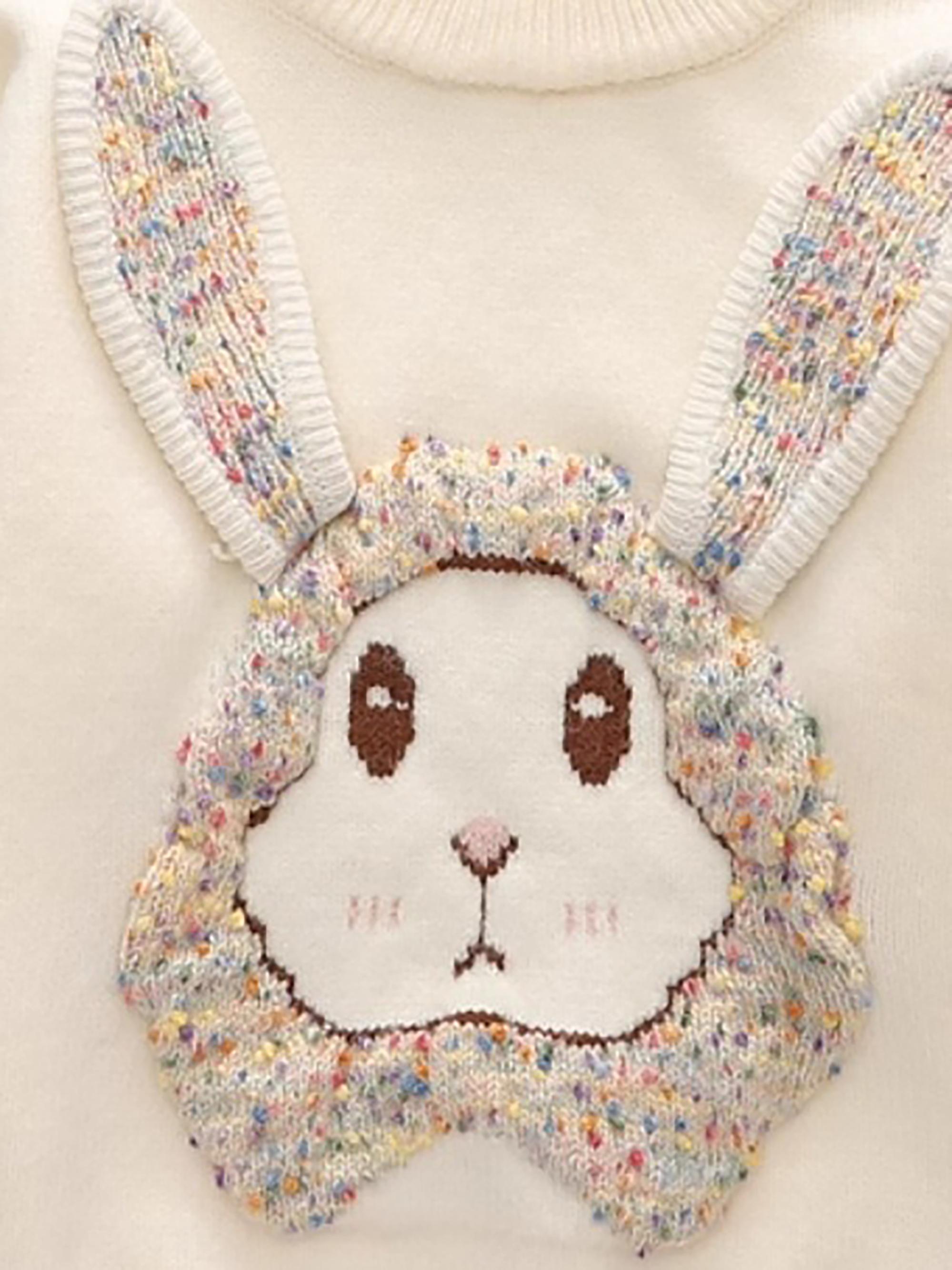 Girls' Thickened Sweater with Hand-Embroidered Design - Winter Warm Loose Fit Cute Button-Front Sweater Suitable for Autumn/Winter, Hand Washable Cozy Sweaters for Girls &