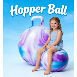 Hopping Ball for Kids, Teens  - Fun Bouncy Ball with Handle,18 Inches Bouncy Ball with Handles, Bouncing Bounce Balls Hopper, Inflatable Clouds Bounce Hopper Toy with Pump for Kids Ages 3-10,Active Play for Family Activities & Indoor/Outdoor Sports