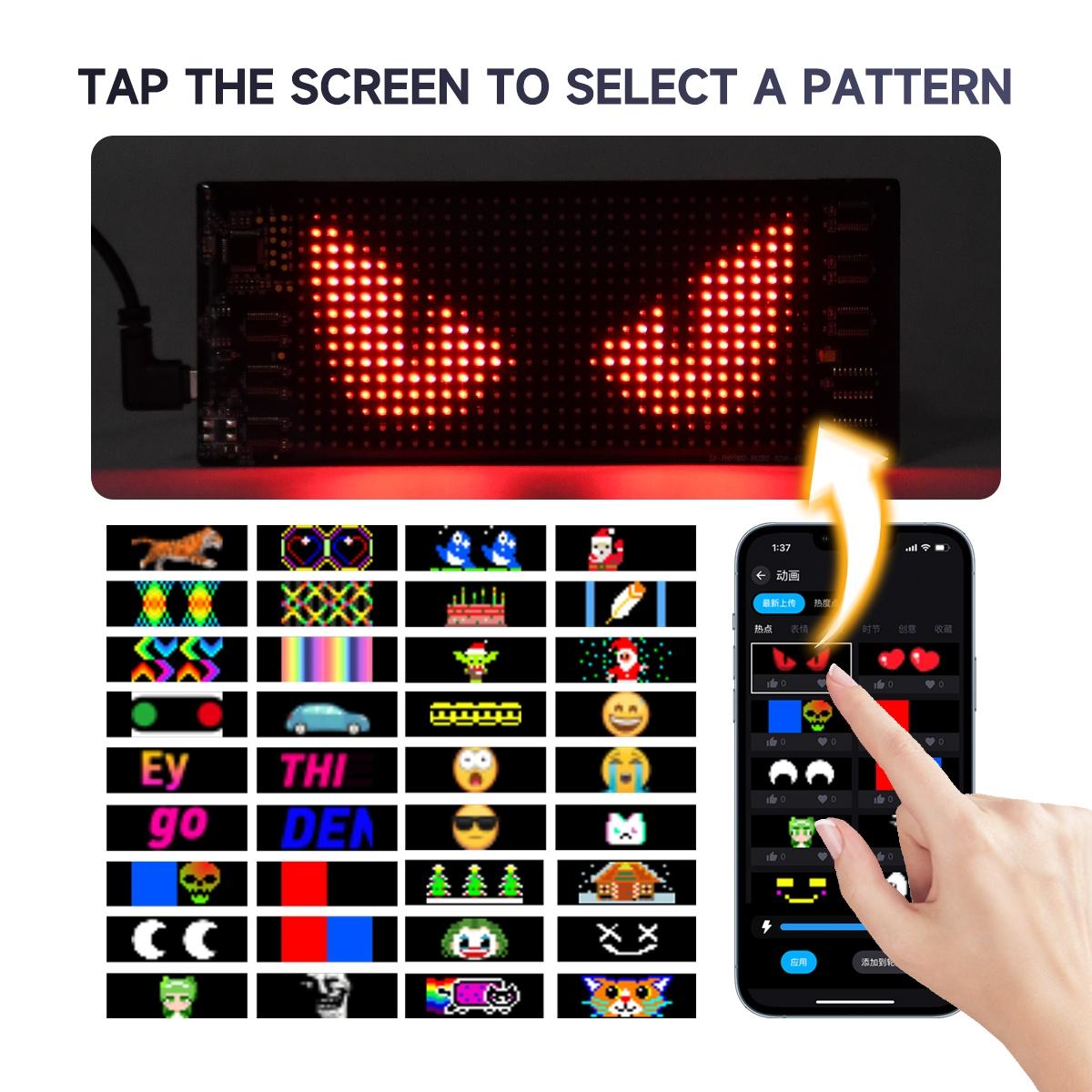 Dynamic Pixel Matrix Car Smart Display APP Remote Dual Control RGB Flex Film Screen DIY Animation Real Time Music Sync Voice Activated Gift For Men Tech Upgrade