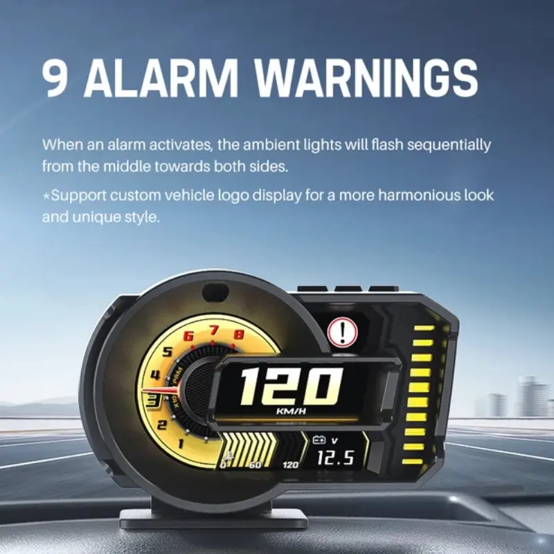 RACER GAUGE P4 OBD2 Car HUD Display | Real-time Speed ​​& On-board Diagnostics | Plug-and-Play Digital Dashboard Display