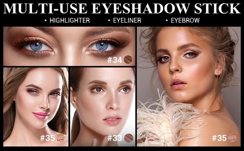 3Pcs Neutral Brown Eyeshadow Stick Set, Matte And Shimmer Creamy Eyeshadow Pencil, Shiny Pink Shadow, Waterproof Long Lasting Smoky Eye Makeup