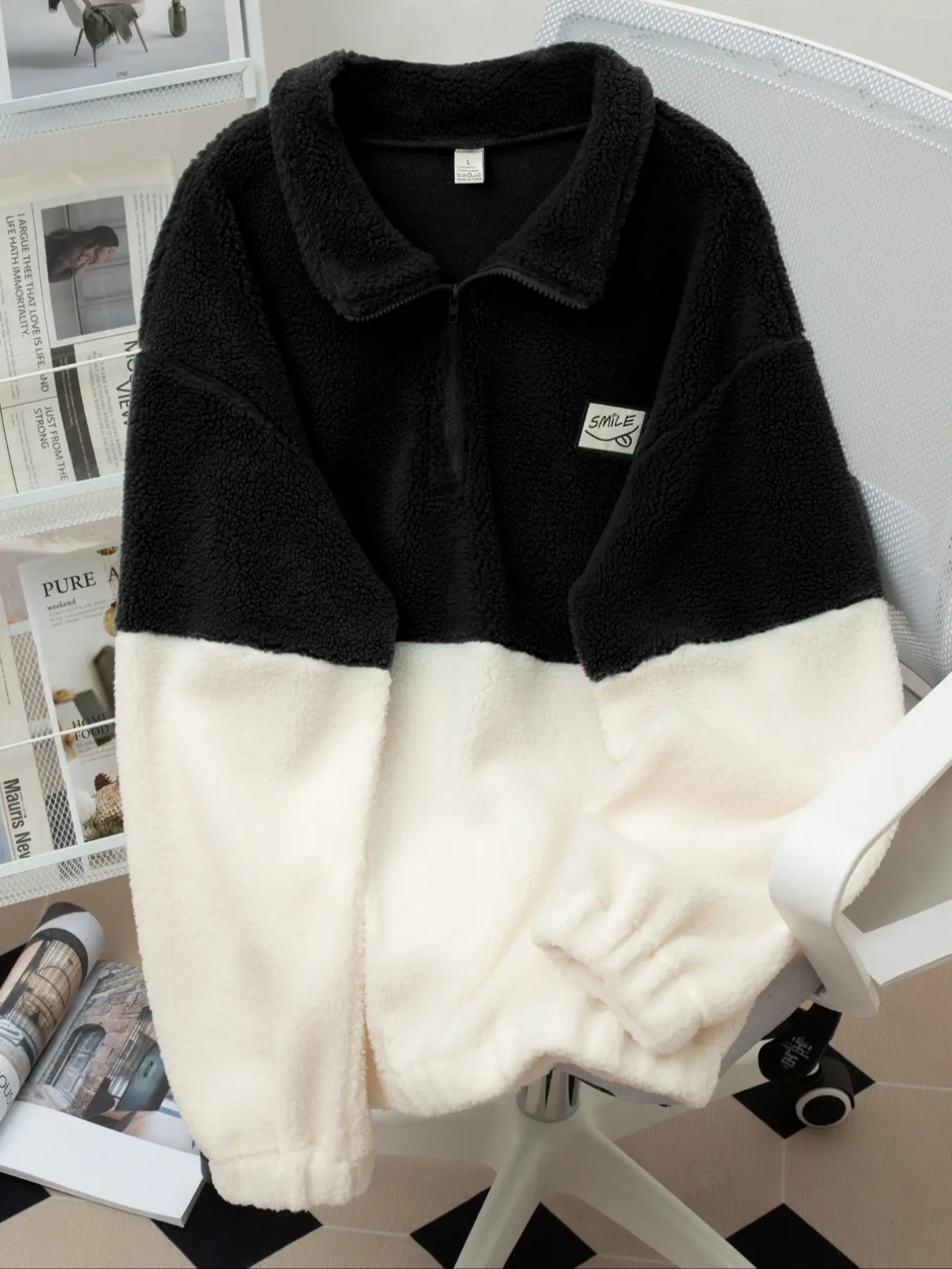 Men's Fall Winter Fleece Hoodie, Half-Zip High Neck, Patchwork Colorblock, Casual Warm Jacket, Tie-Dye Style Outerwear