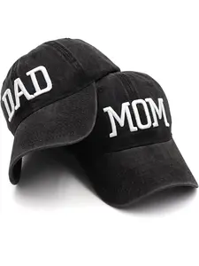 Mom and Dad Hats Fathers Day Mothers Day New Mom Dad Gifts Embroidered Adjustable Baseball Cap Gift for Couples Parents
