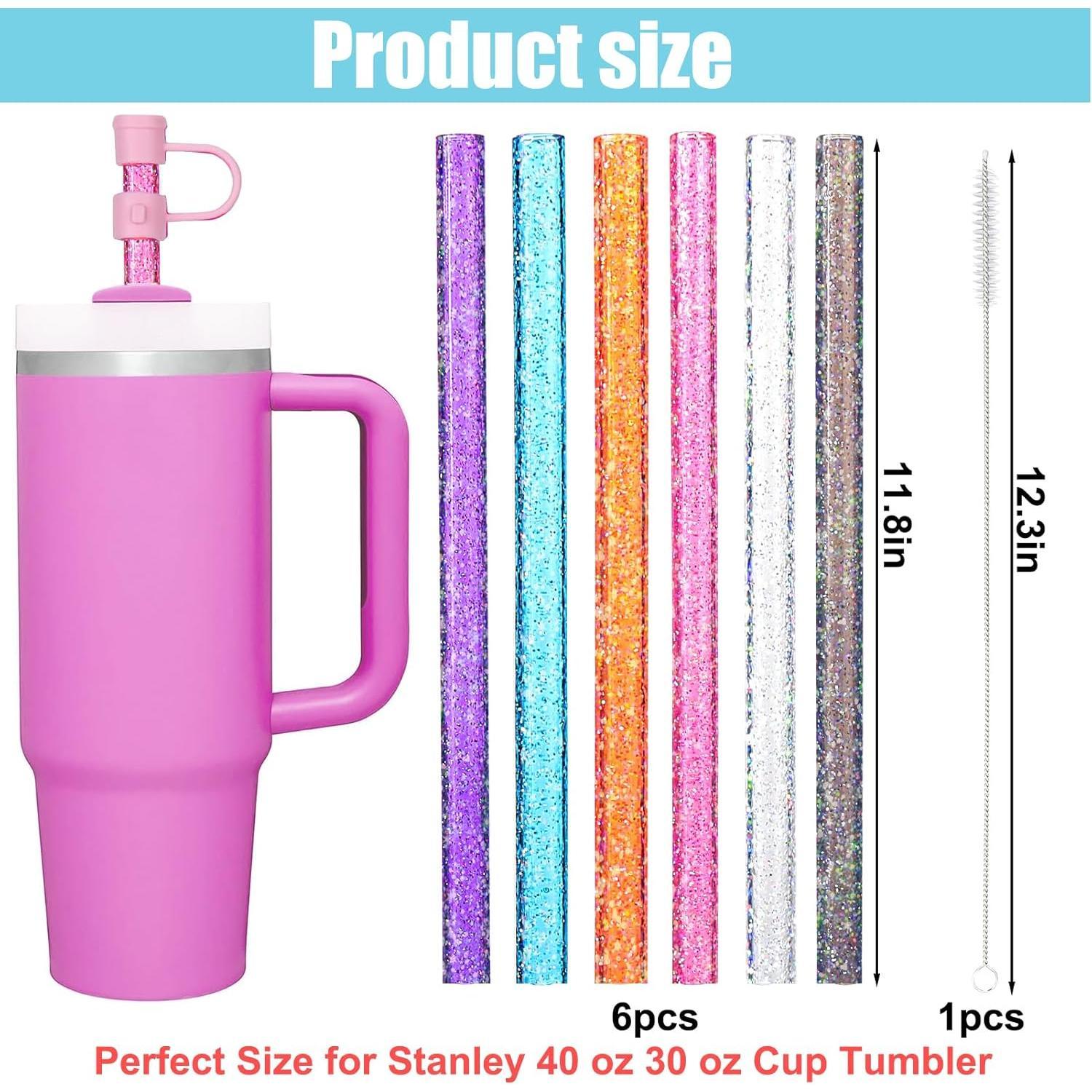 6 Pairs Replacement Straws and Straw Covers for Stanley Straw, Reusable Glitter Straws with Cleaning Brush for Stanley cup 40/30 OZ Tumbler (Sparkling) 6 Pairs Replacement Straws and Straw Covers for Stanley Straw, Reusable Glitter Straws with Cleaning Brush for Stanley cup 40/30 OZ Tumbler (Sparkling)