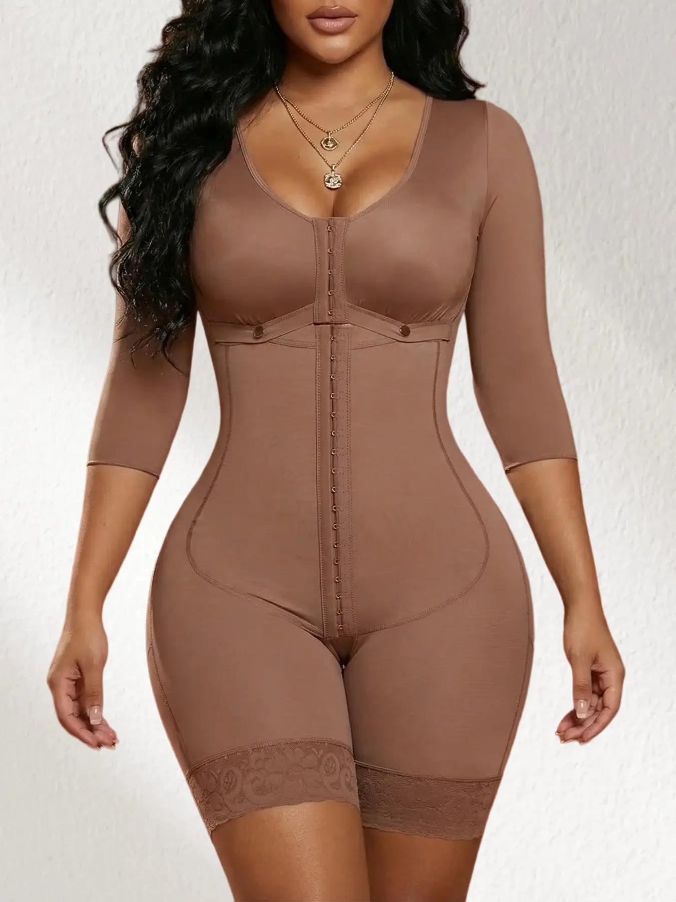 1 Count Women's Long Sleeve Shapewear Bodysuit, Fajas, Butt Lifting And Tummy Control Tight-Fitting Shaper Jumpsuit,  Fall Winter Fashion Shapewear, Elegance Fabric Soft, Colombian Shapewear, Suitable For Daily Wear Or Sports