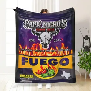 Nicho Fuego Blanket Made in Usa, Adult Fluffy Snuggle Blanket, Creative Air Conditioning Room Accessory, Cozy Home Decor, Soft Blanket, Perfect Birthday Christmas Father’s Day Holiday Gift Latino Texas Themed Man Cave Game Room Novelty Throw