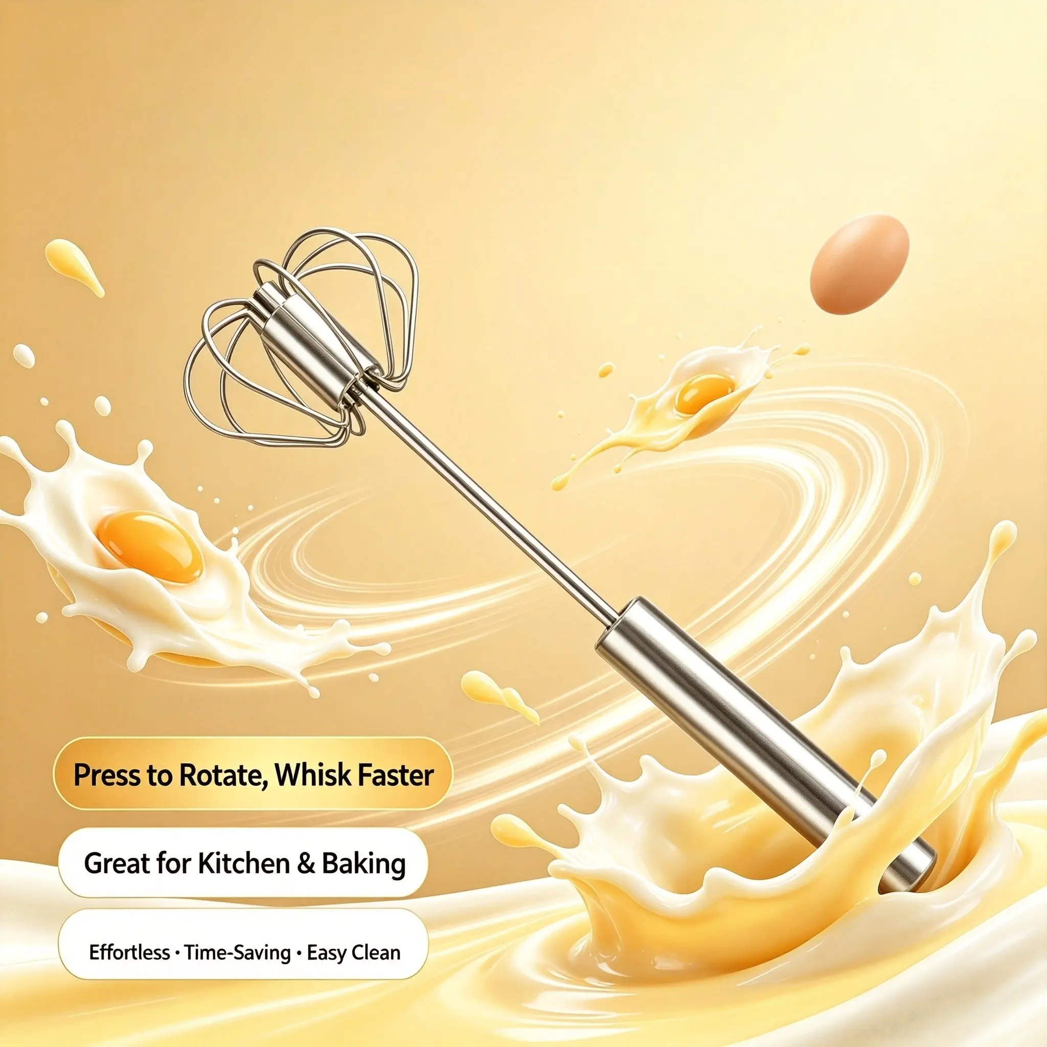 Stainless Steel Egg Beater, Egg Whisk, Cream Whipper, Essential Kitchen Tool, Durable and Efficient Design, Perfect for Baking, Home Use