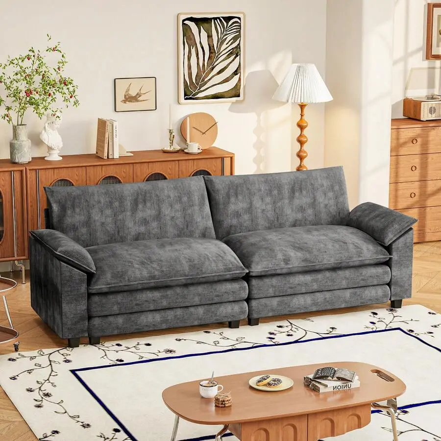 Modular Sectional Sofa,Loveseat Couch, 2 Seater Chenille Couches  Living Room, Apartment, Small Spaces