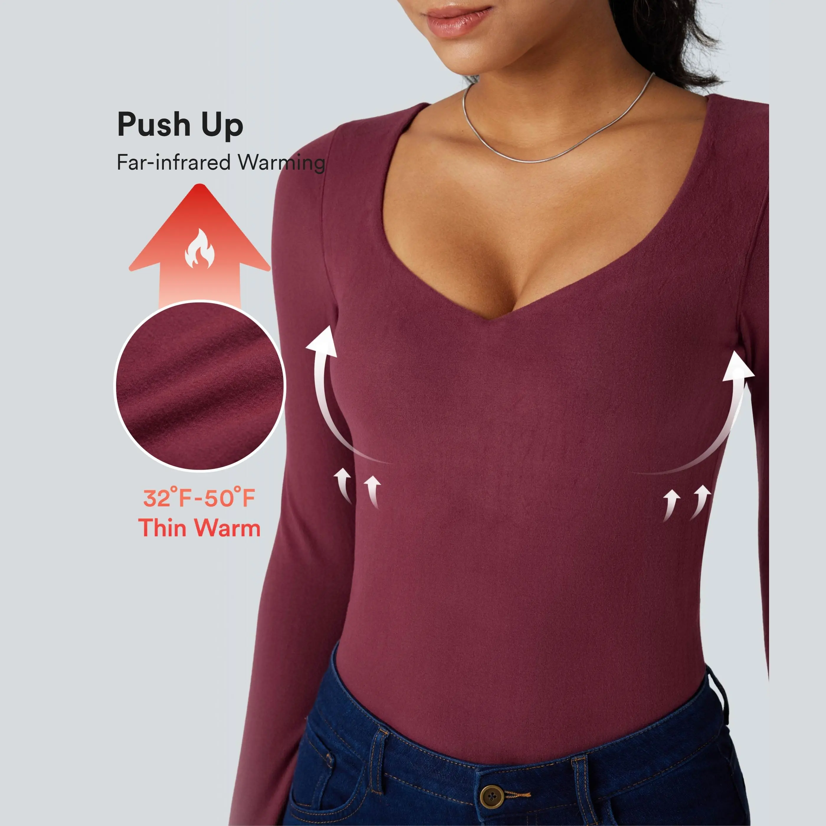 Halara HeatCore Push-Up Long Sleeve Casual Warming Top A/B Cup