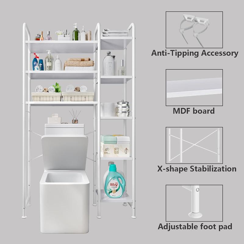 Over The Toilet Storage Bathroom Organizer Shelf Freestanding Space Saver with Toilet Multifunctional Rack Bathroom Organizer Towel Metal Deals For You Days