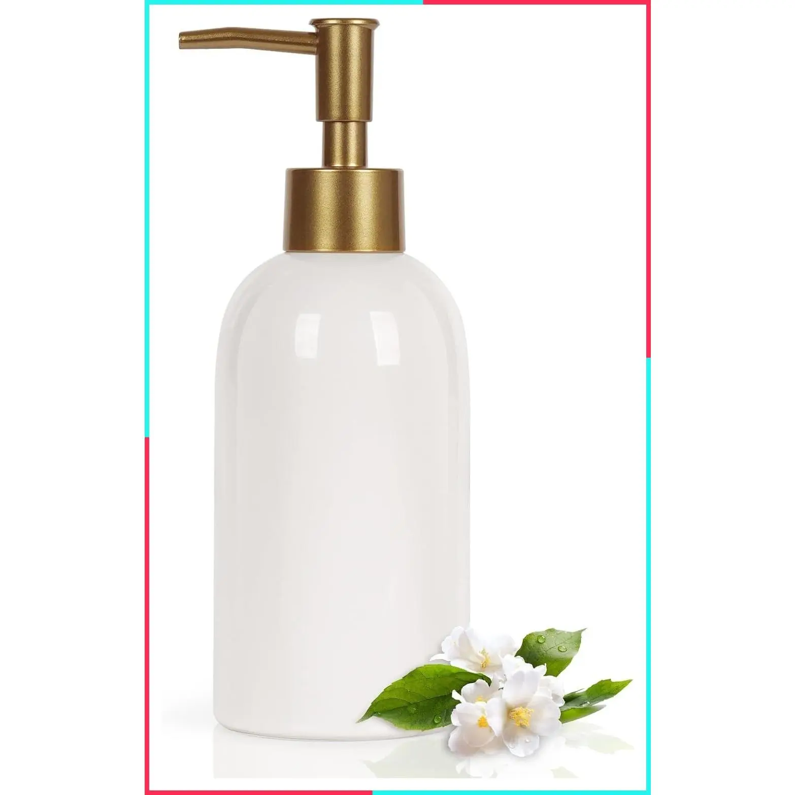14OZ White Ceramic Soap Dispenser for Bathroom Kitchen Refillable Liquid Soap Dispenser
