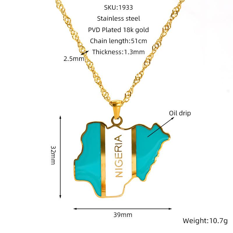 Various Countries Map Pendant Necklace Jewelry, Stainless Steel Necklace