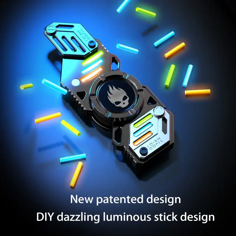 Premium Metal Fidget Spinner Toy | EDC Stress Relief Gyro with 729 Light Effects | Unique Antistress Gift for Men & Adults