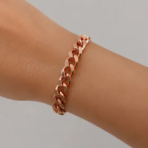 Pure Copper Cuban Chain Bracelet, 5–12 mm Wide Chunky Link Unisex Copper Metal Bracelet, Handmade Concave Chain Jewelry for Men and Women, Cuban Link Bracelets