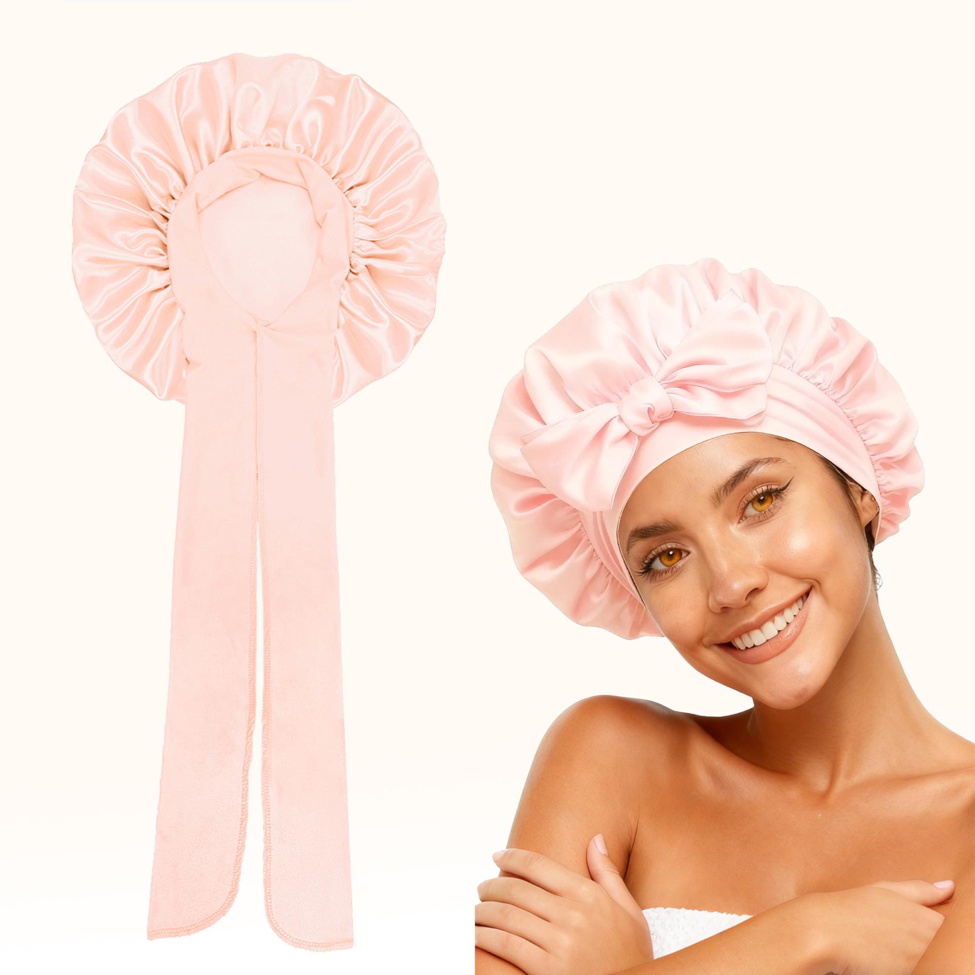 Long Bonnet Satin Hair Silk Bonnet for Sleeping Women, Silky Bonnets for Women with Tie Band, Sleep Cap for Braids Curly Hair